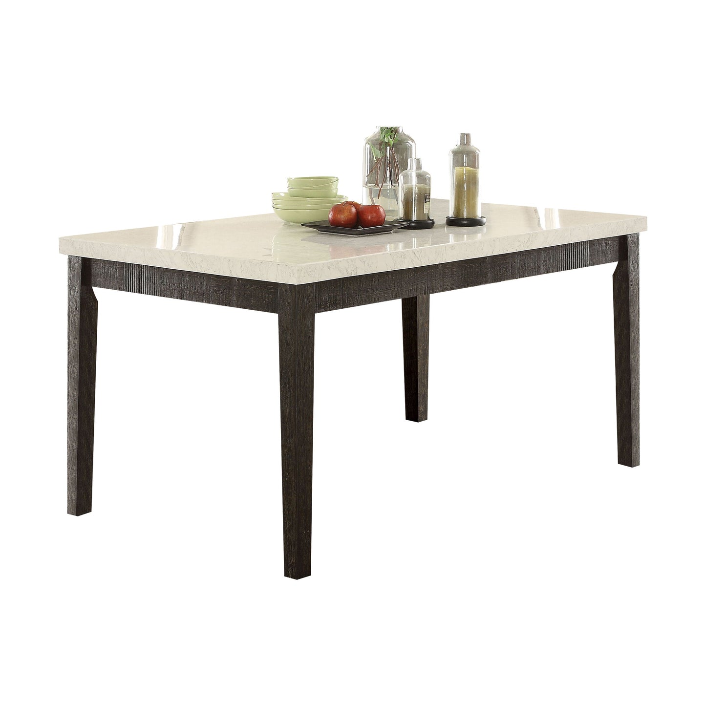 Nolan Dining Table in White Marble Salvage Dark Oak 72850