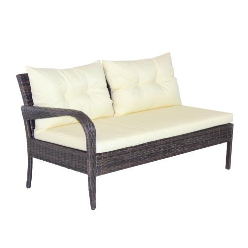 Outdoor patio Furniture sets 3 piece Conversation set wicker Ratten Sectional Sofa With Seat Cushions(Beige Cushion)