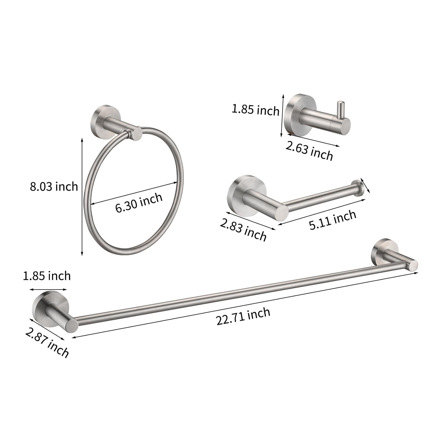 Brushed Nickel Bathroom Hardware Accessories 4 Pieces Set