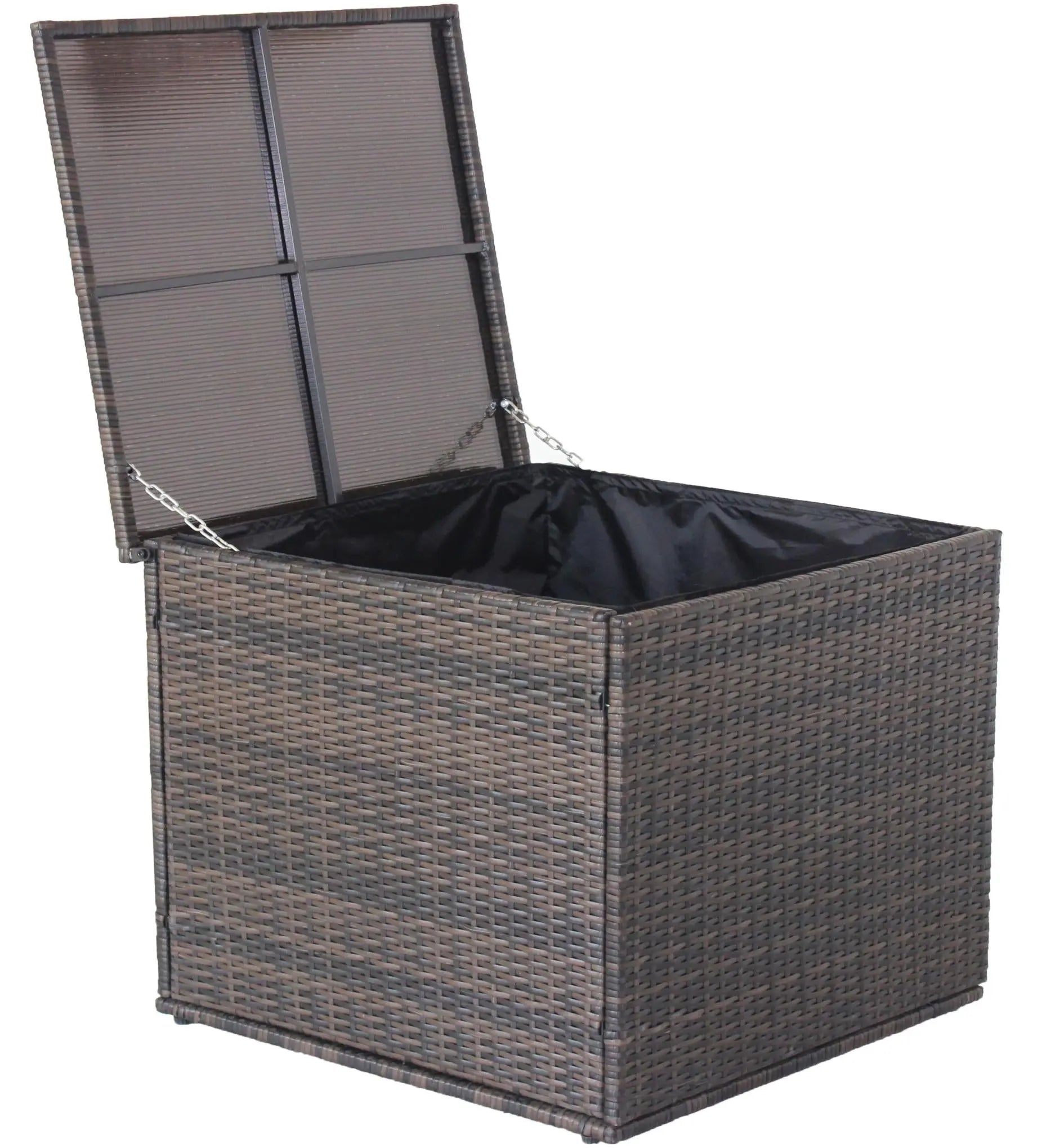 4 Piece Patio Sectional Wicker Rattan Outdoor Furniture Sofa Set with Storage Box Brown - Image #7