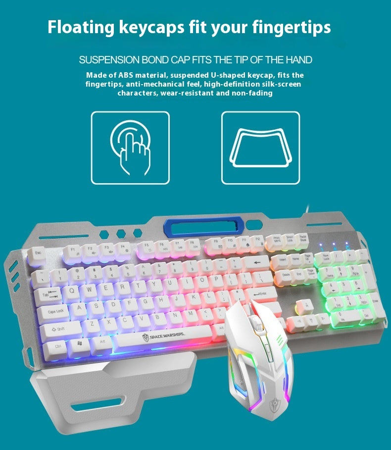 USB Port Luminous Metal Game Mechanical Feeling Keyboard Mouse