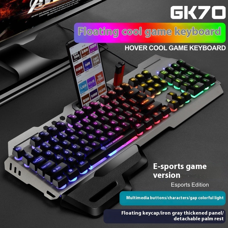 USB Port Luminous Metal Game Mechanical Feeling Keyboard Mouse