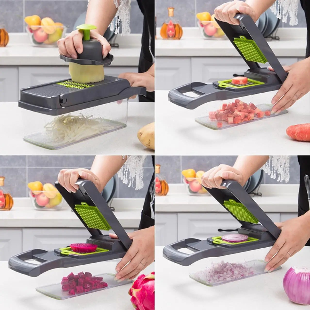 12 In 1 Manual Vegetable Chopper Kitchen Gadgets Food Chopper Onion Cutter Vegetable Slicer - Image #3