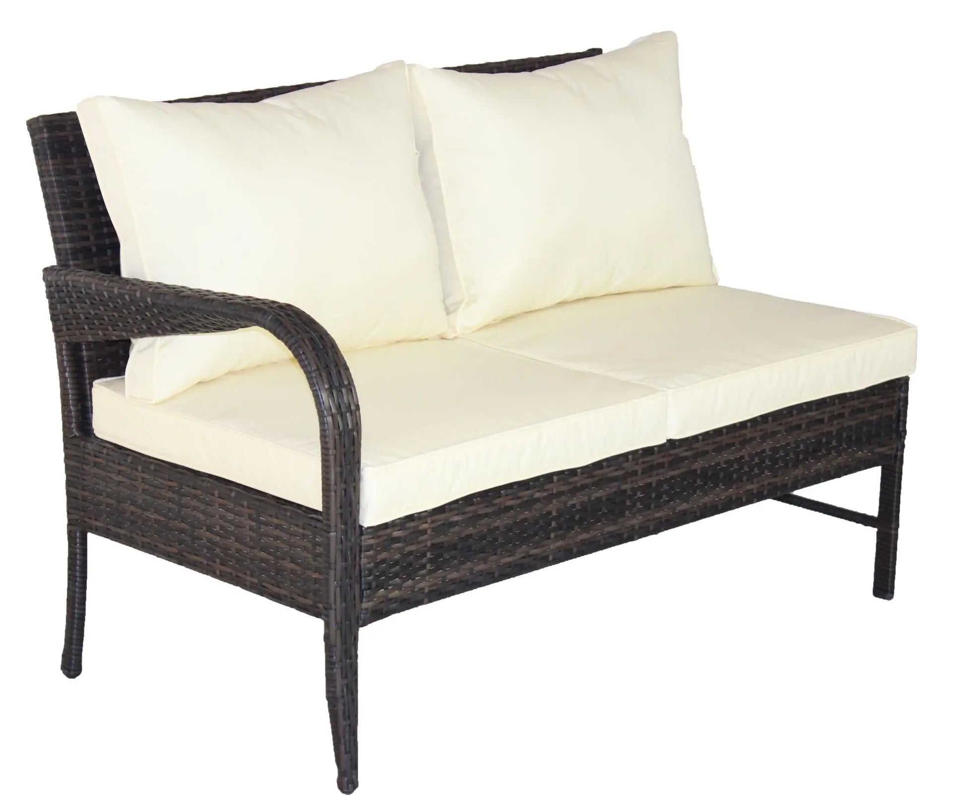 4 Piece Patio Sectional Wicker Rattan Outdoor Furniture Sofa Set with Storage Box Brown - Image #9