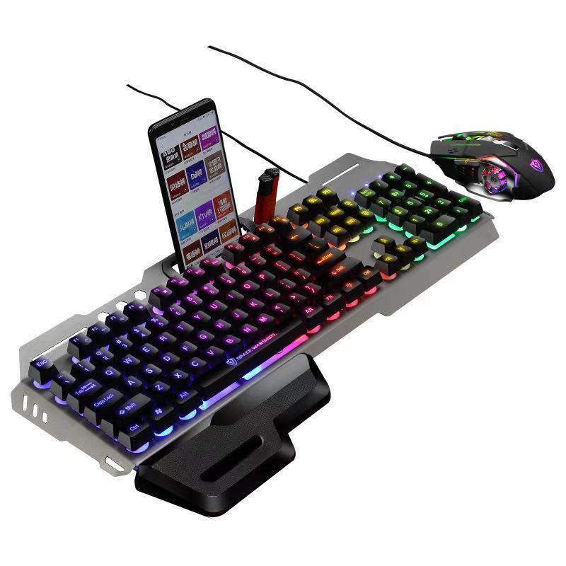 USB Port Luminous Metal Game Mechanical Feeling Keyboard Mouse