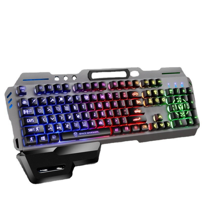 USB Port Luminous Metal Game Mechanical Feeling Keyboard Mouse
