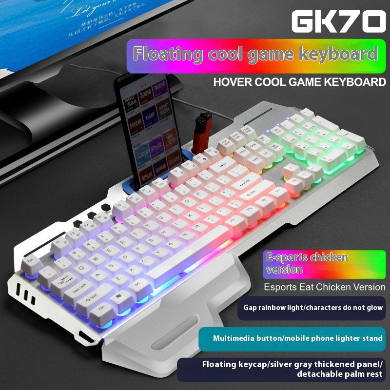USB Port Luminous Metal Game Mechanical Feeling Keyboard Mouse