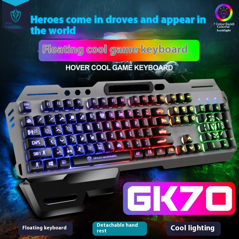 USB Port Luminous Metal Game Mechanical Feeling Keyboard Mouse