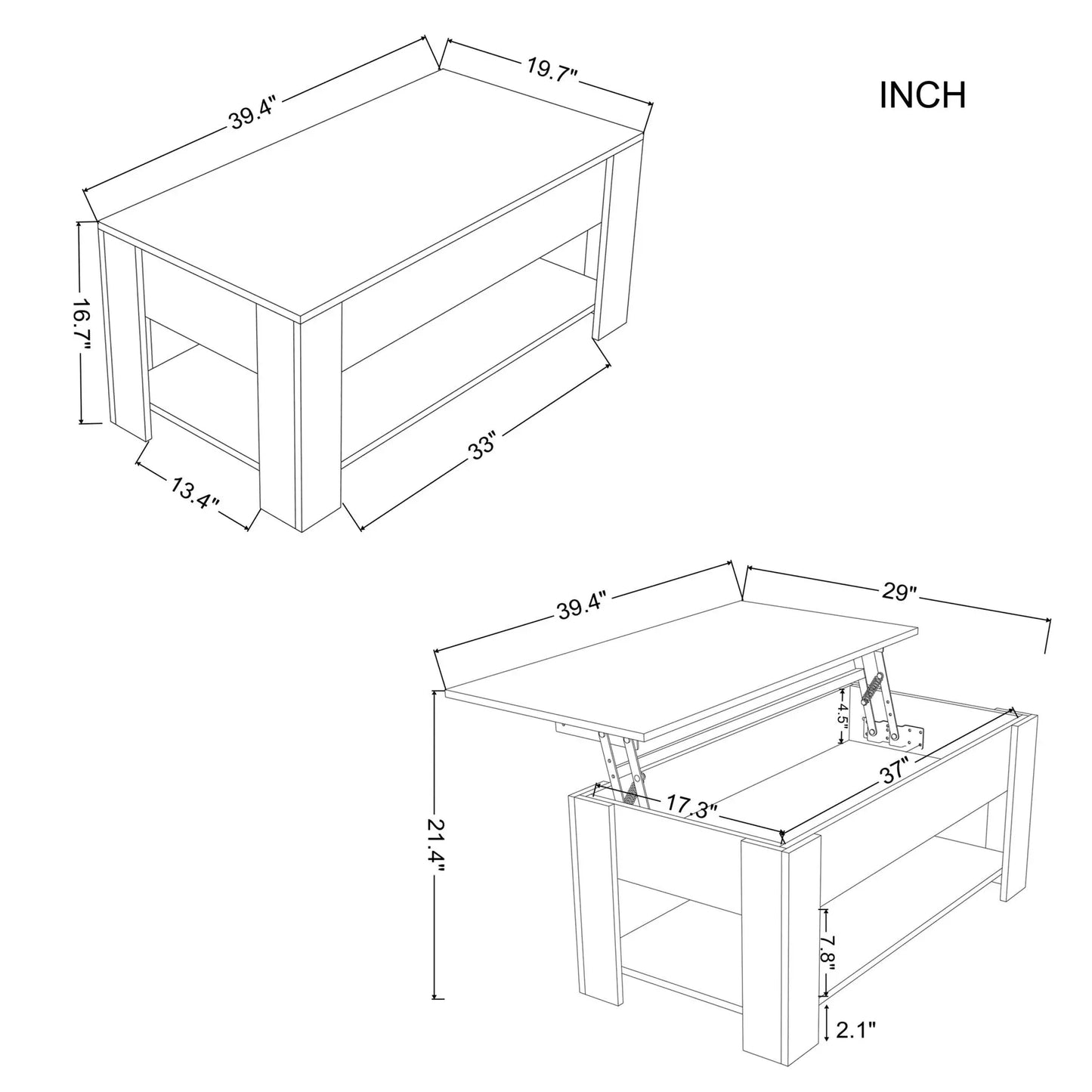 Lift Top Extendable  Coffee Table with Storage - Image #9