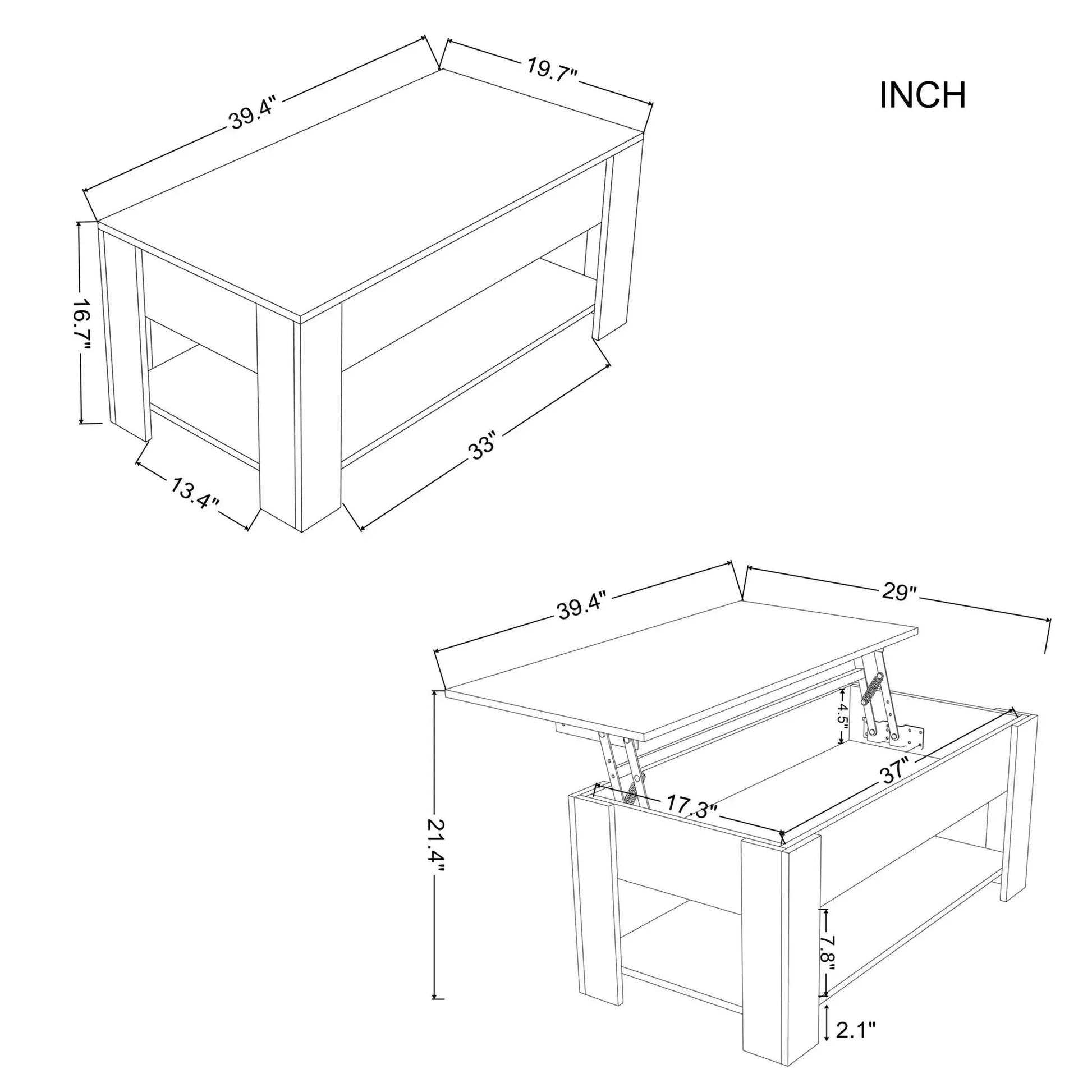 Lift Top Extendable  Coffee Table with Storage - Image #9
