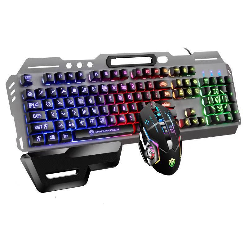 USB Port Luminous Metal Game Mechanical Feeling Keyboard Mouse