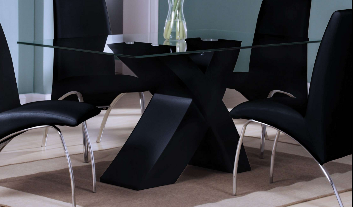 Pervis Dining Table in Black & Clear Glass 71110