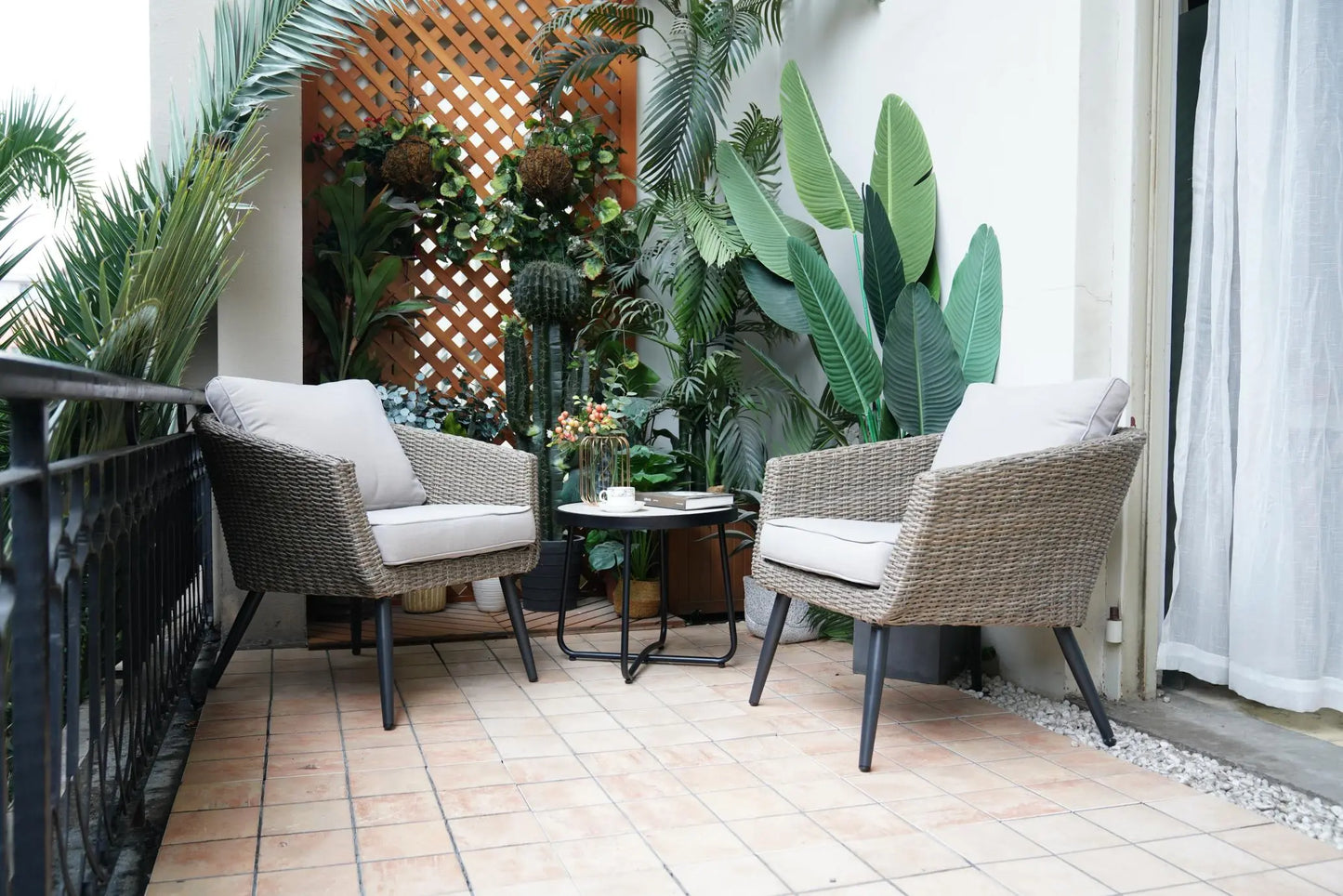 All-aluminum Rattan Table and Chair Set - Image #1