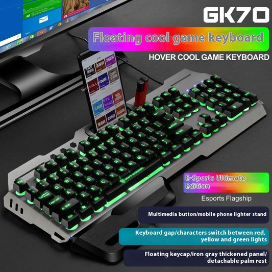 USB Port Luminous Metal Game Mechanical Feeling Keyboard Mouse