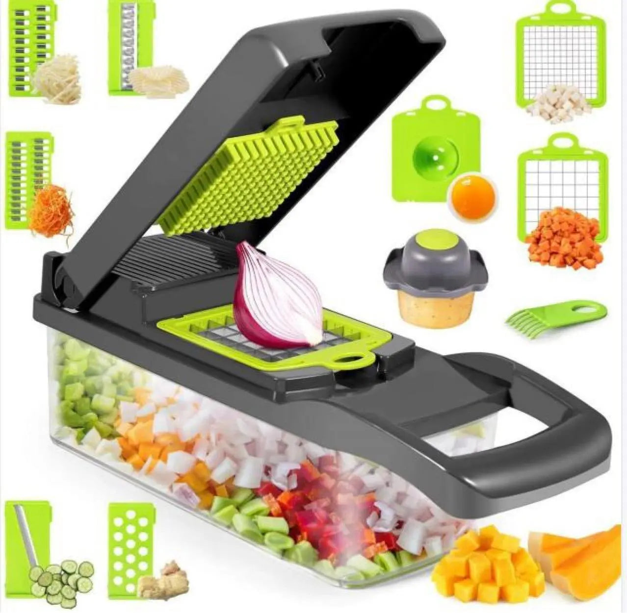 12 In 1 Manual Vegetable Chopper Kitchen Gadgets Food Chopper Onion Cutter Vegetable Slicer - Image #1