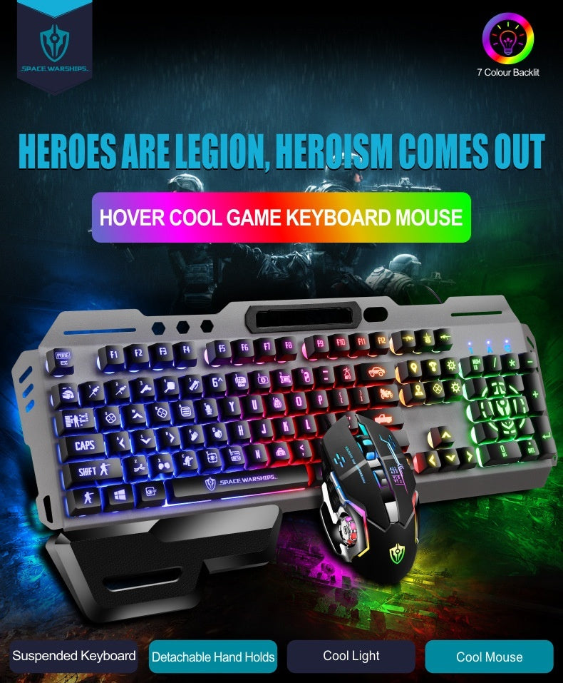 USB Port Luminous Metal Game Mechanical Feeling Keyboard Mouse