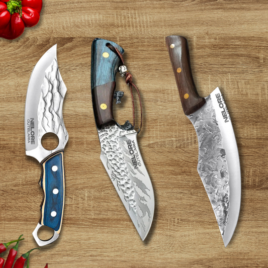 Combo 3 Handmade Nellore™ Knives - Hand Forged + 3 Sheaths