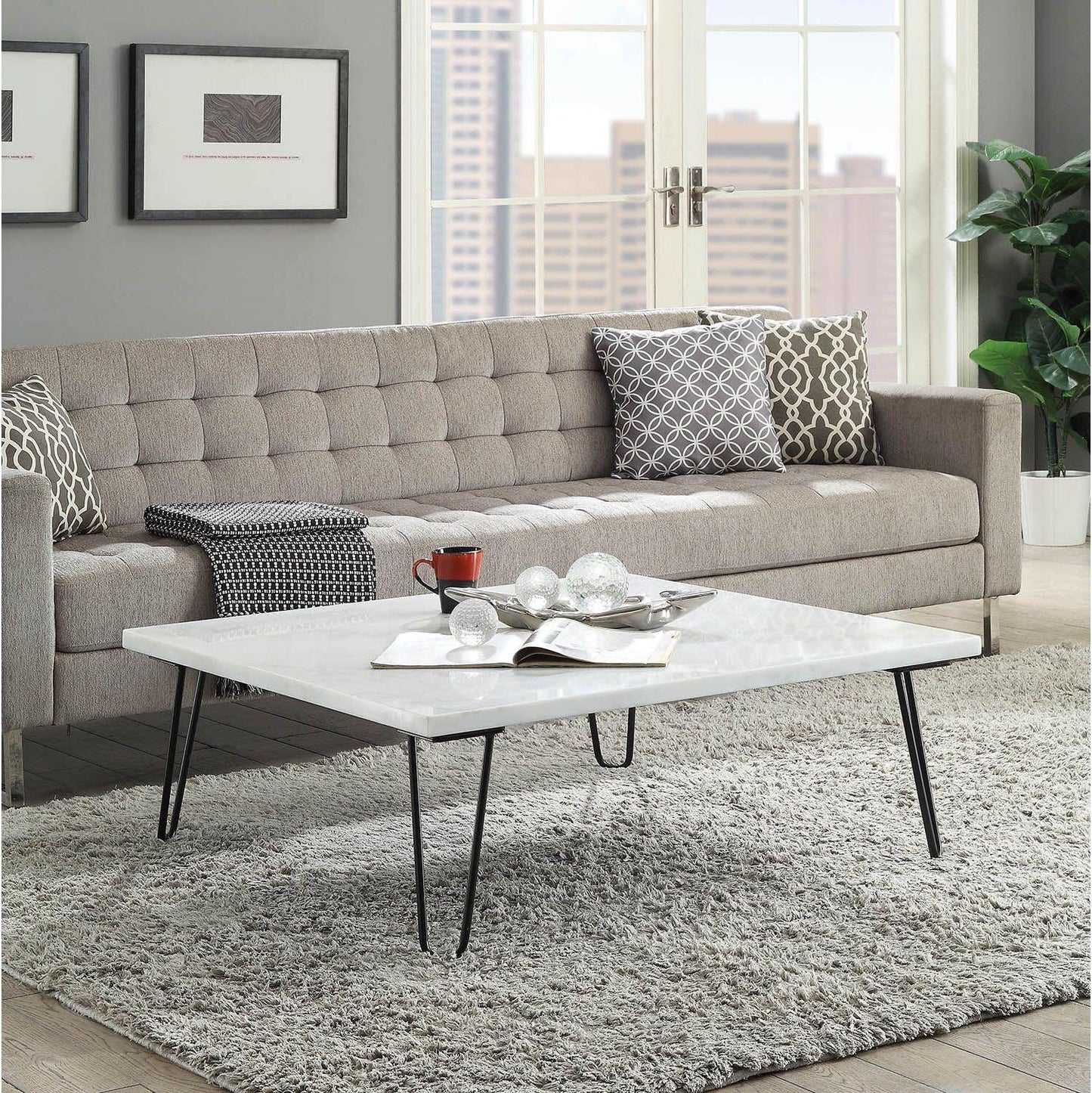 Telestis Coffee Table in White Marble  Black 84500