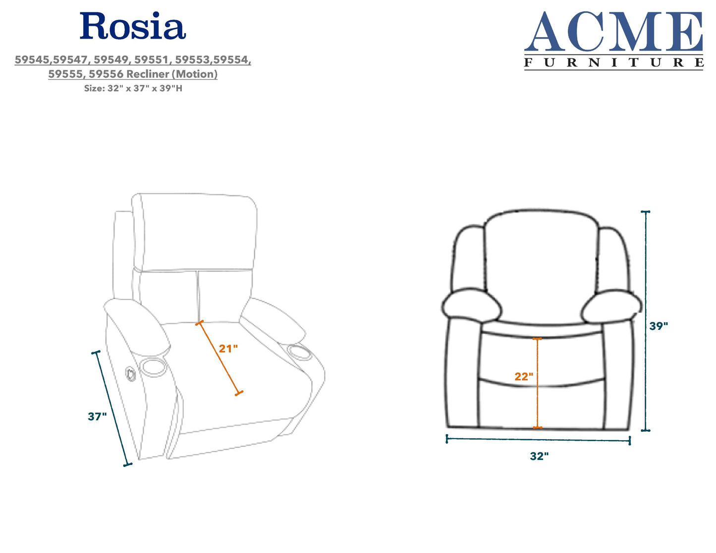 Rosia Recliner (Motion) in Beige Velvet 59551