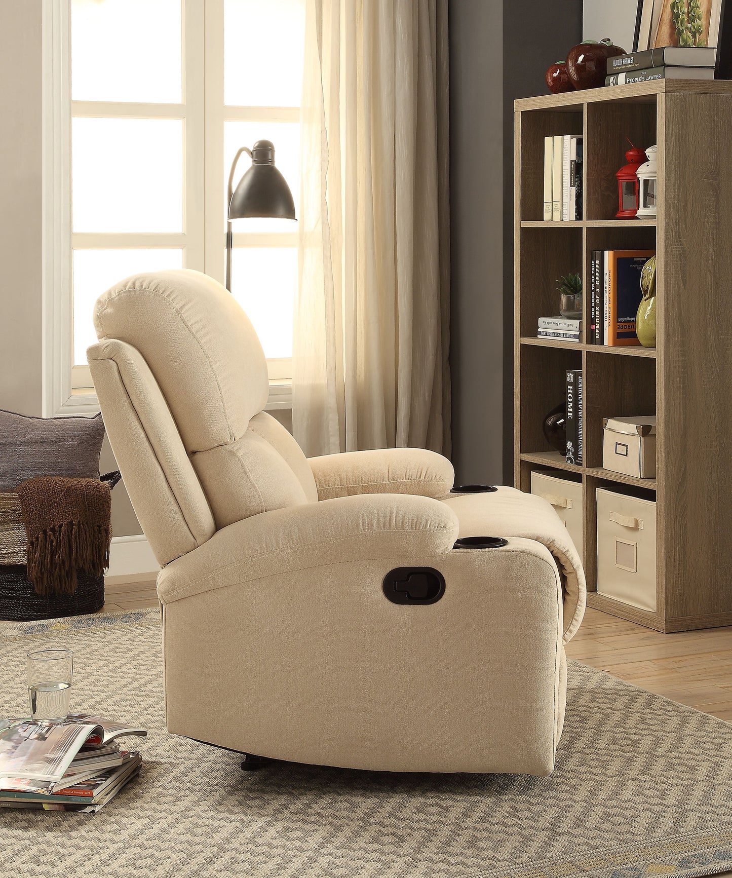 Rosia Recliner (Motion) in Beige Velvet 59551