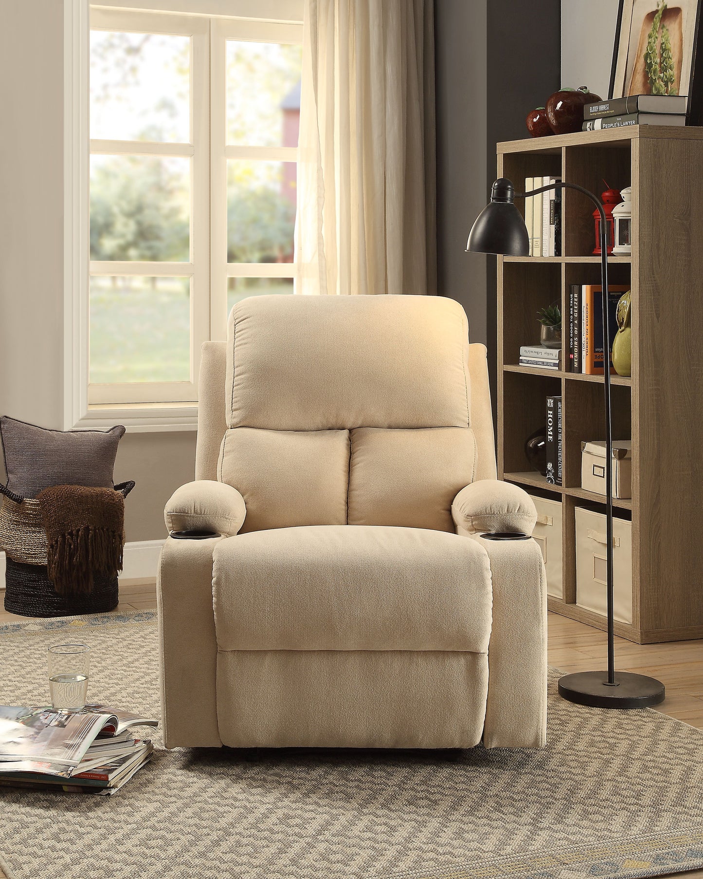 Rosia Recliner (Motion) in Beige Velvet 59551