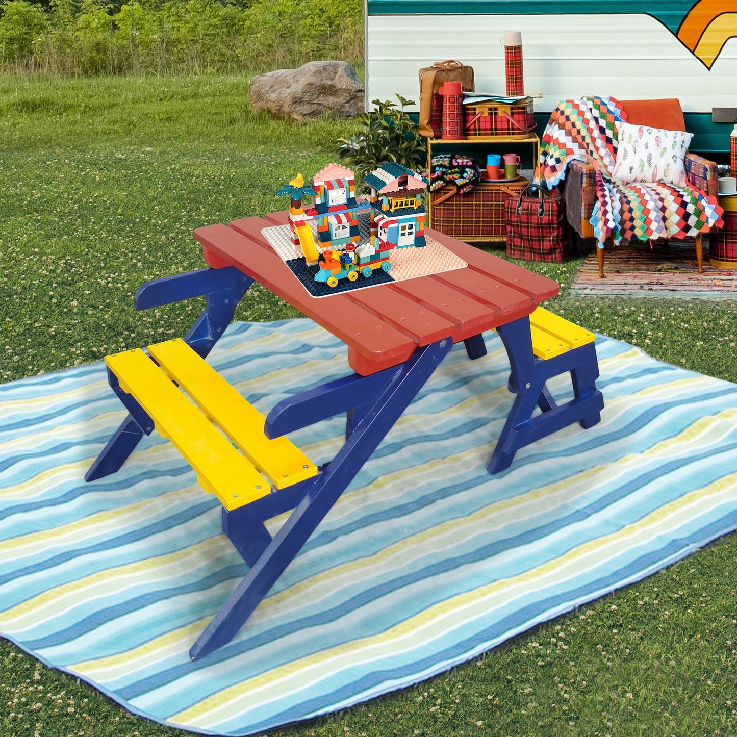 KID'S MULTI-FUNCTIONAL 1  TABLE+ 2 CHAIR（All-in-one）
