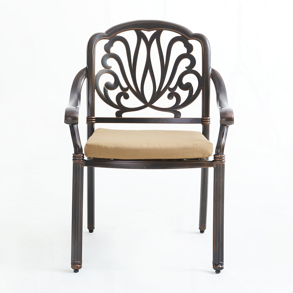 Upland Elizabeth Cast Aluminum Garden Furniture Chairs 5 Pcs Set with Cushions  -Bronze