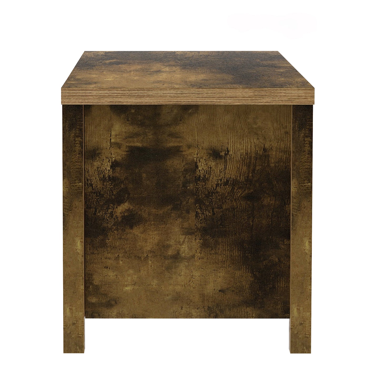 U-style TV Stand with Barn Door, 2 Open Compartments, Cable Management, TV Table for TVs up to 57 Inches