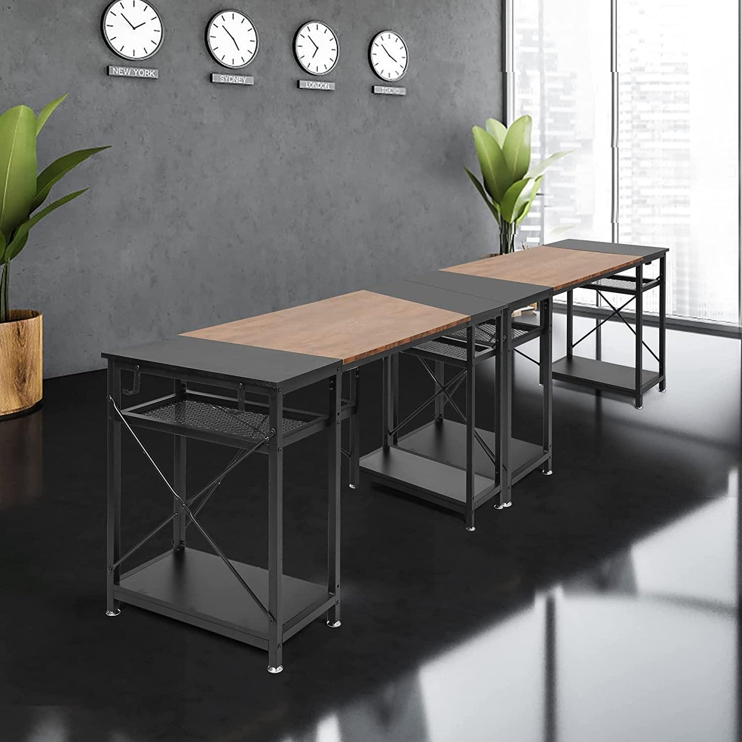 47.2" Computer Desk w/ 4 Storage Shelves & 4 Hooks, Large Desk Study Writing Table, Home Office Desk