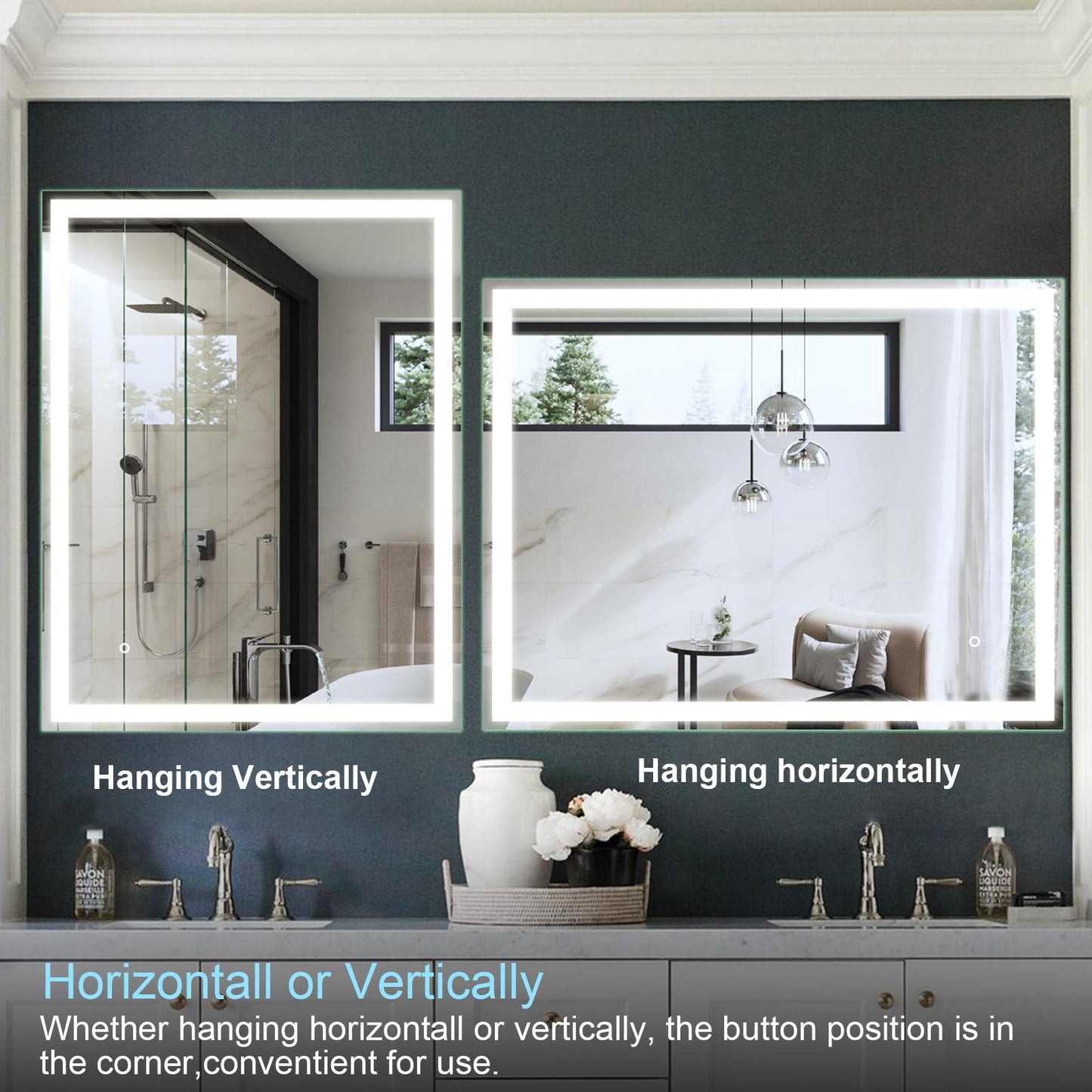 Beveled Frameless Lighted Bathroom / Vanity Mirror / Size: 28" x 36"