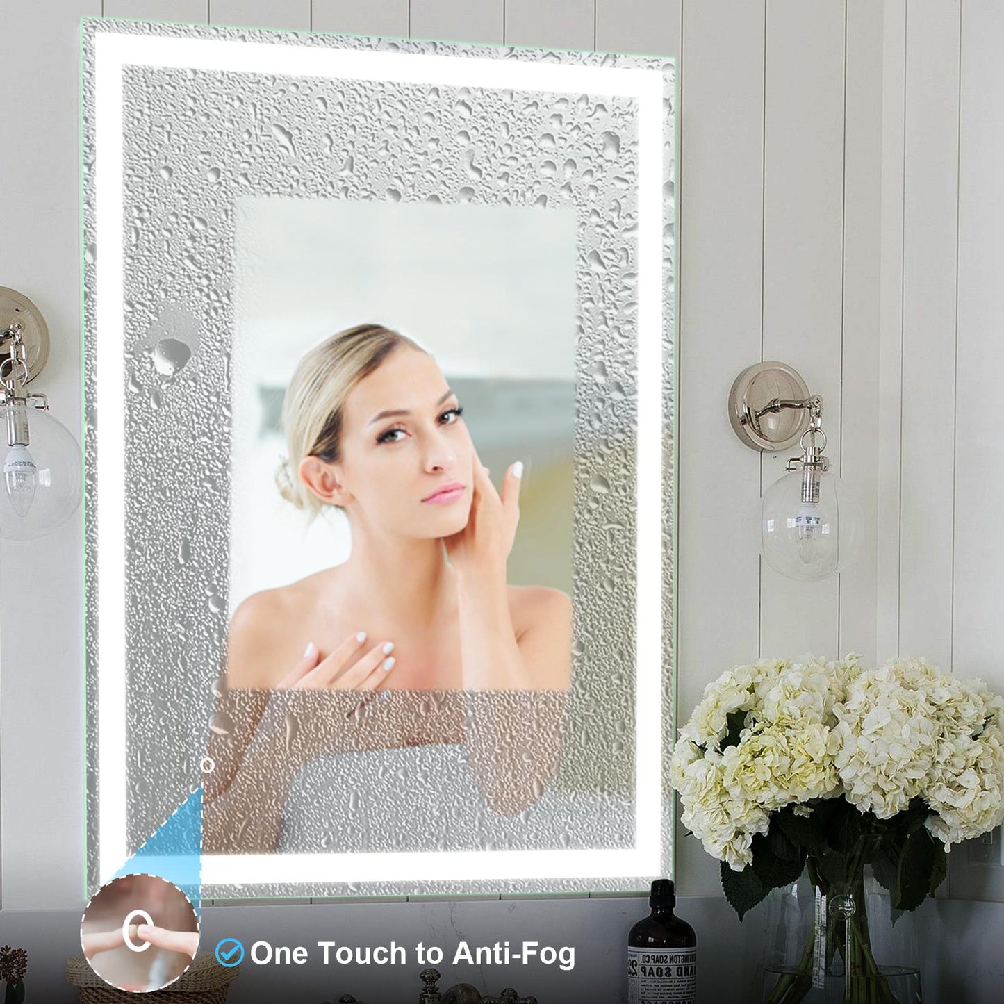 Beveled Frameless Lighted Bathroom / Vanity Mirror / Size: 28" x 36"