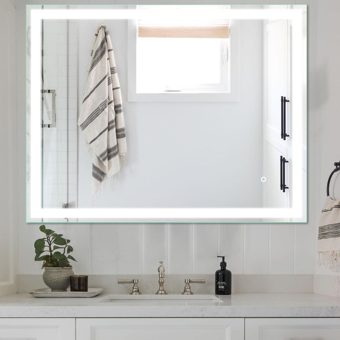 Beveled Frameless Lighted Bathroom / Vanity Mirror / Size: 28" x 36"